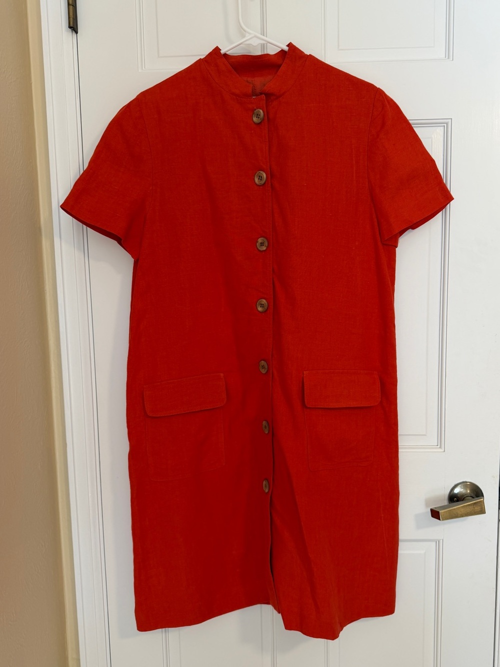 Vintage Oberon New York Linen Button-Front Dress with Flap Pockets